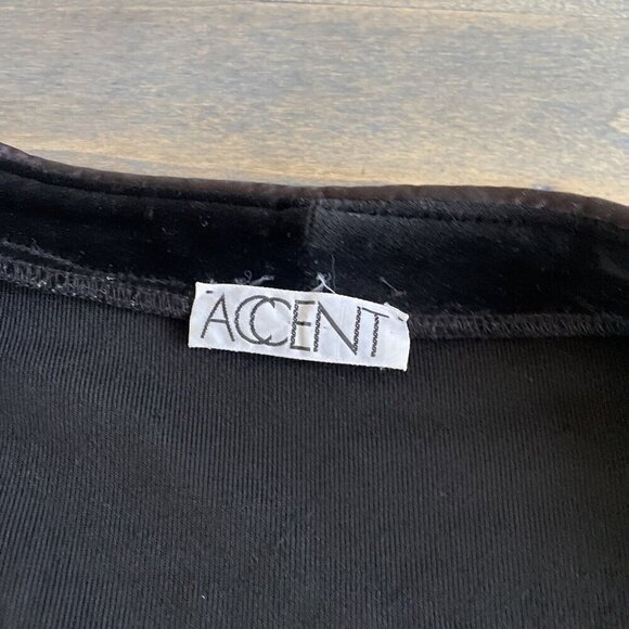 Vintage Accent Open Front Black Velvet Blazer Shoulder Pads Womens Size 42 (UU) - Picture 9 of 11